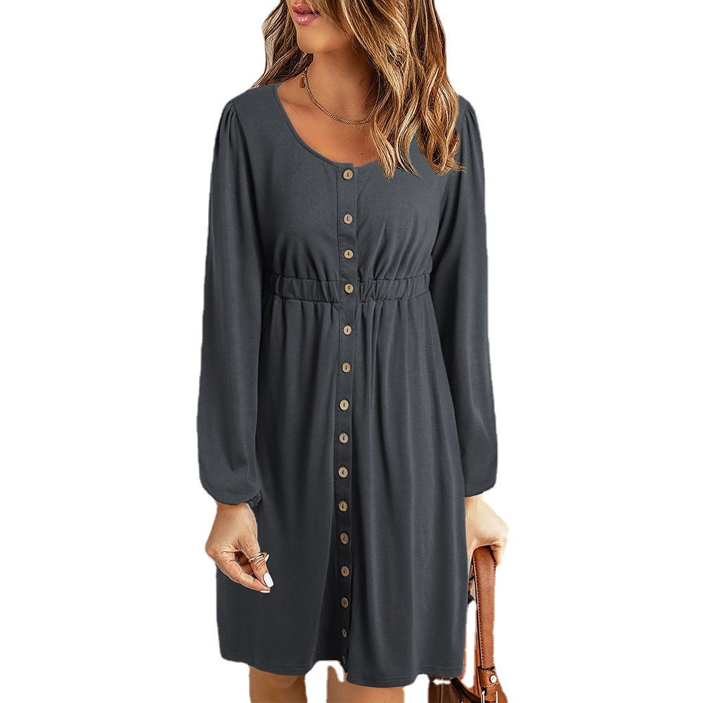 Kvinna Off-Shoulder Klänning Långärmad Polyester-5