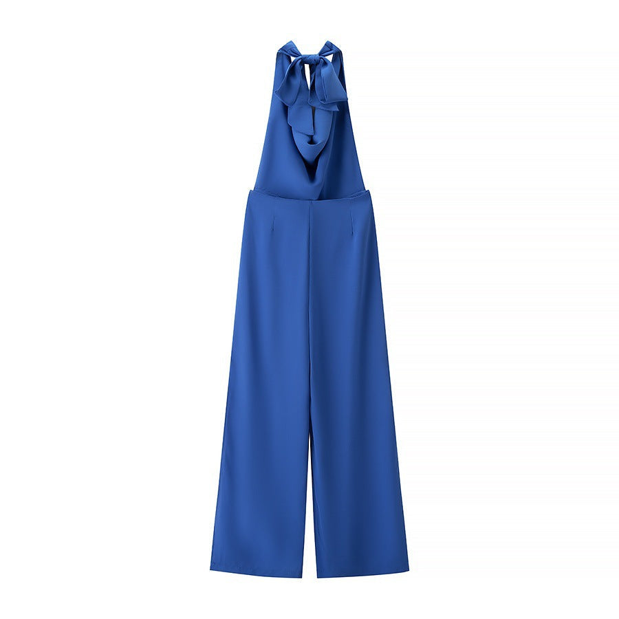 Dam Overall med V-ringning och Drapering – Mjuk Blandning med Sidofickor, Perfekt för Fest och Avslappning 4