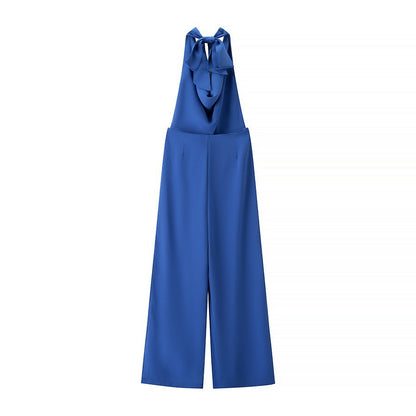 Dam Overall med V-ringning och Drapering – Mjuk Blandning med Sidofickor, Perfekt för Fest och Avslappning 4