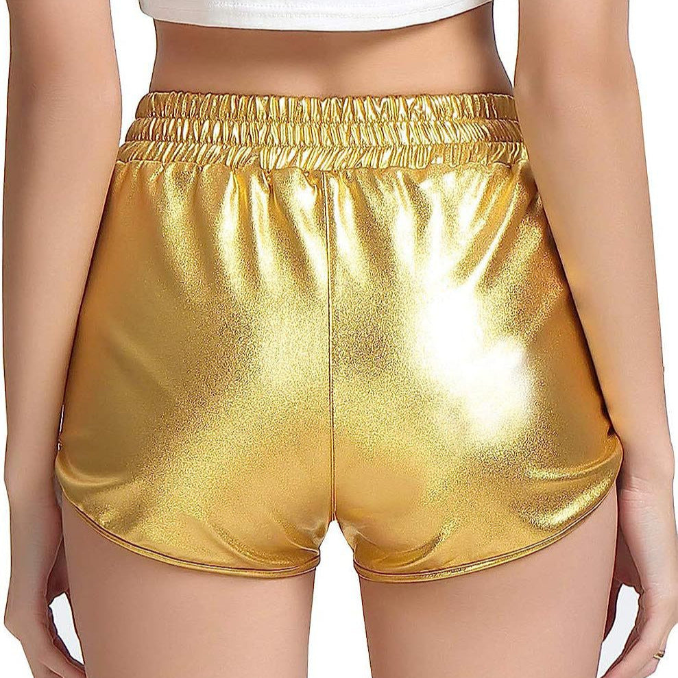 Damer Sportshorts Glänsande Polyester med Fickor 2