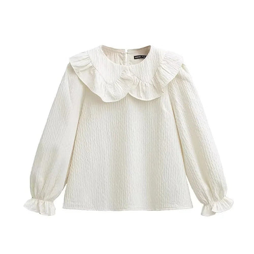 Dam Blus Voluminös Krage Ruffles Mjukt Tyg 1
