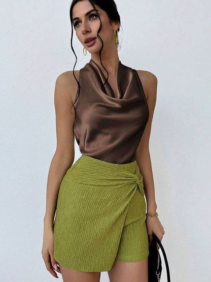 Variant image for Dam Ärmlös Kamisol Halterneck Satin Rynkad-29