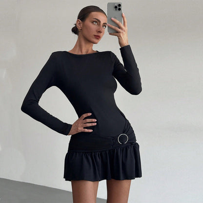 Kvinna A-Line Kjol Minimalistisk Polyester-2