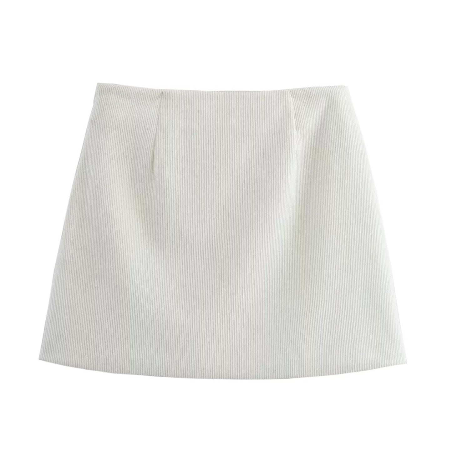 Kvinna Minikjol A-Linjeformad Corduroy Kort Kjol-4