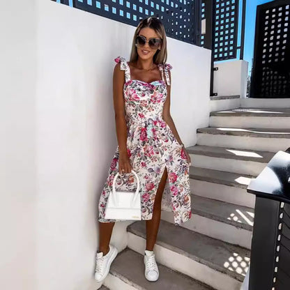 Maxiklänning Dam Ärmlös A-linje Polyester Med Slits-6