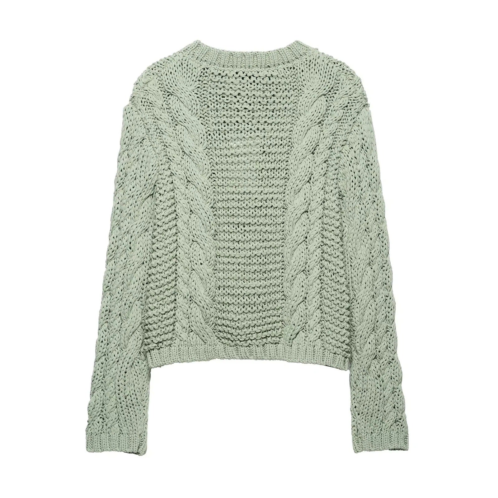 Kvinnors Cardigan Flätmönster Mjuk Bomull 2