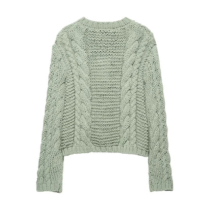 Kvinnors Cardigan Flätmönster Mjuk Bomull 2