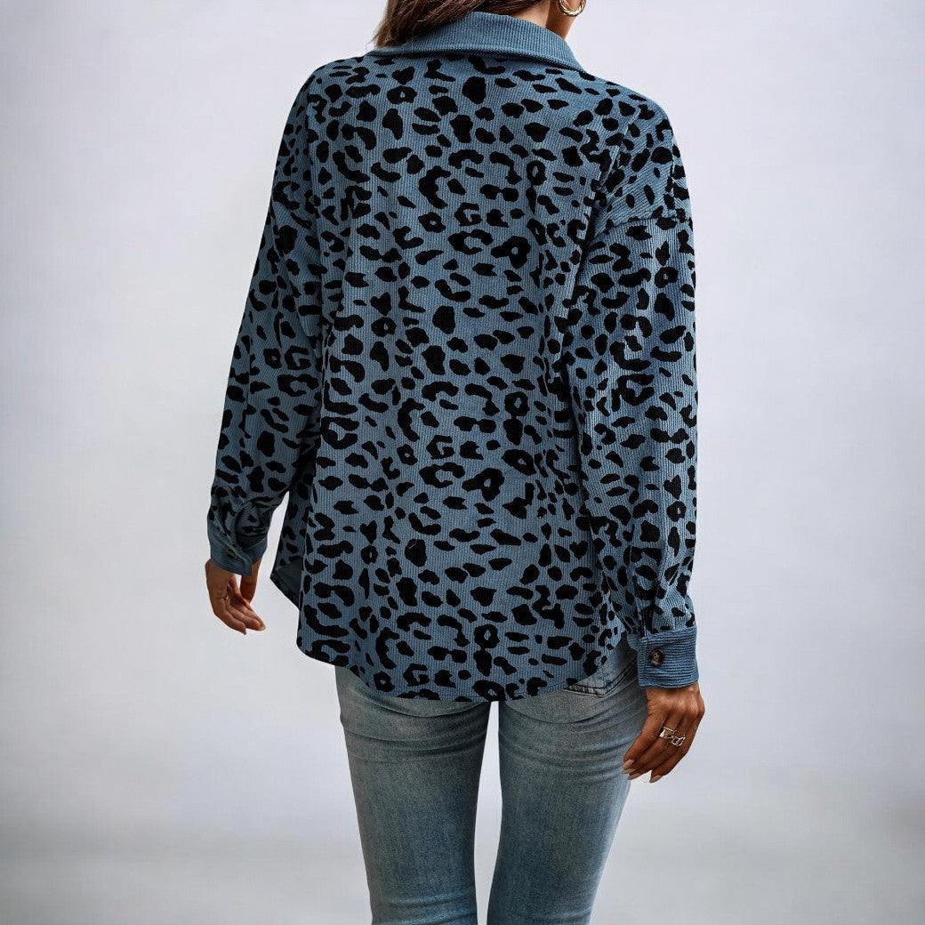 Damjacka Leopardmönster Trendig Polyester-3