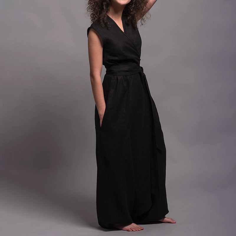 Dam Jumpsuit Baggy Monokrom Polyester-4