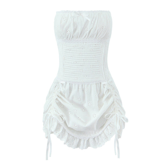 Kvinna Miniklänning A-Line Monokrom Polyester Off-Shoulder Kort Kjol-1