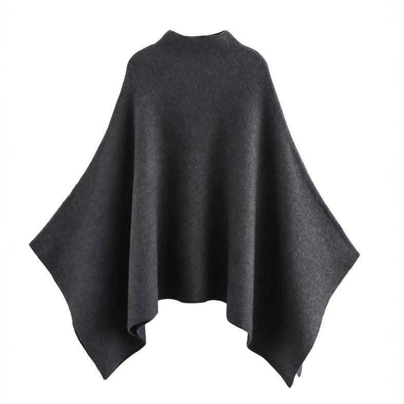 Dam Poncho Ull Elegant Design Mysig och Mångsidig-6