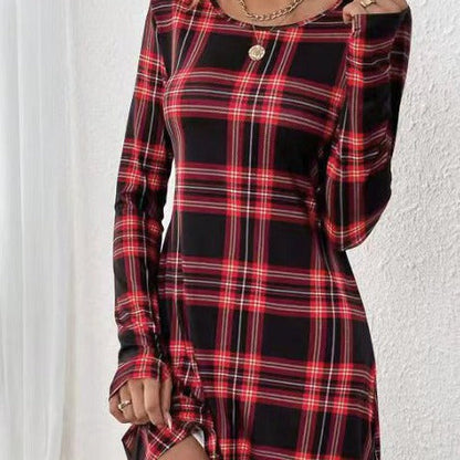 Kvinnors Bodycon Klänning Cirkulär Halsringning Silke Mini-2