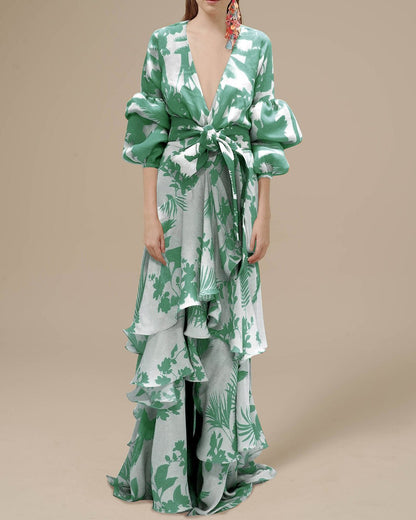 Variant image for Dam Festklänning Tryckt Chiffong för Bröllop och Fest-11