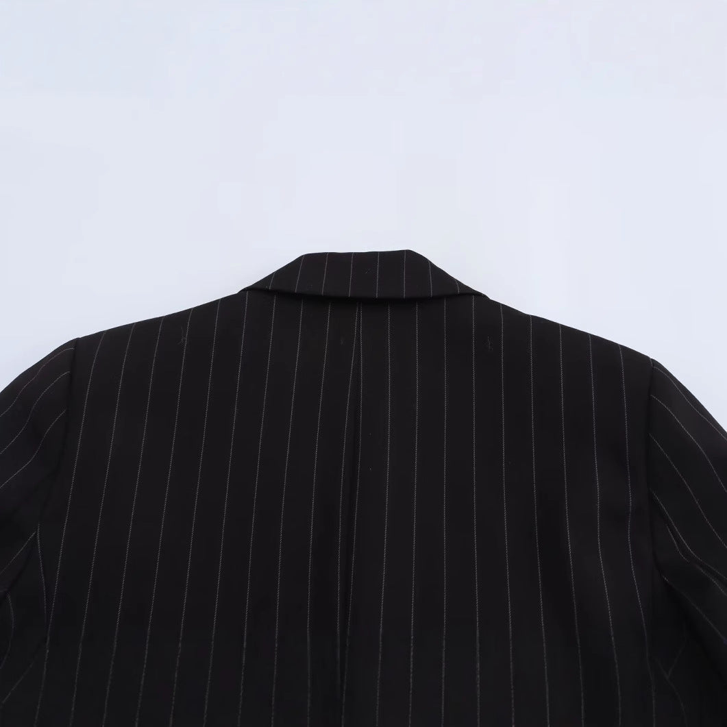 Dam Kostymjacka Randig Minimalistisk Högkvalitativt Tyg-4