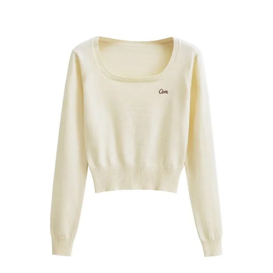 Kvinnor Crop Top U-hals Mjuk Bomullsmix Ribbstruktur Snäv Passform 1