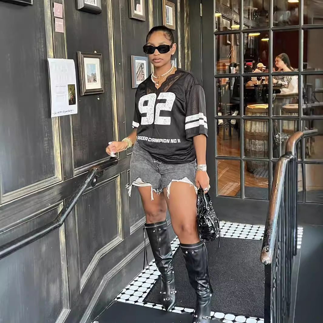 Dams T-shirt Kort Ärmar V-ringad Polyester Spandex-3