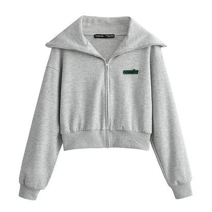 Kvinnor Sweatjacka Casual Design Hög Stativkrage Andningsbar Bomullsmix 5