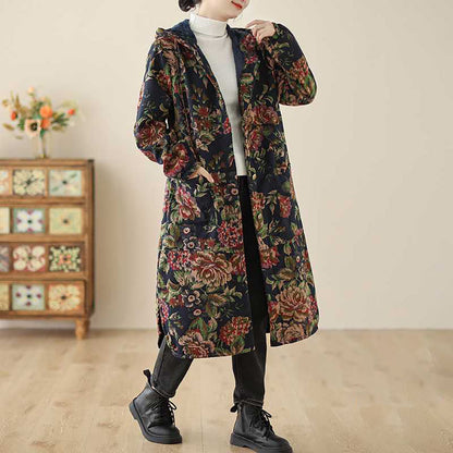 Dam Kappa Vintage Blommigt Tryck Lätt Polyester-2