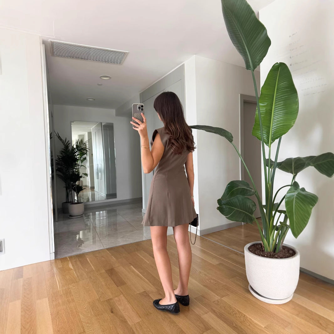 Kort A-linje Klänning Dam med Dragkedja – Kort Svart Sommarklänning i Polyester 3