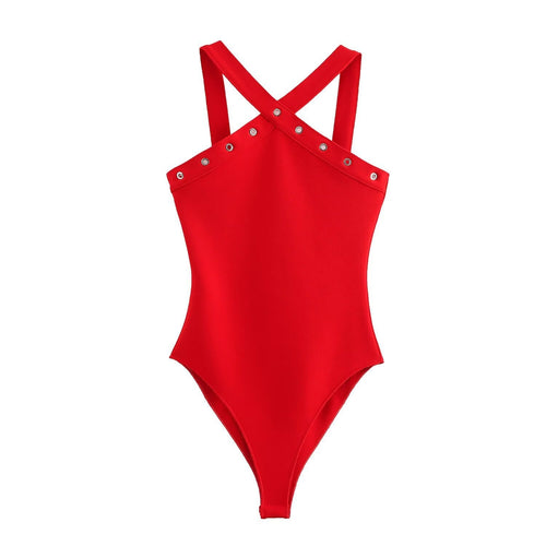 Dam Bodysuit Halter Stretch Medium Fit Underkläder Body-1