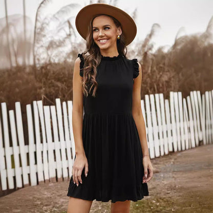 Dam A-linjeformad Sommarklänning Polyester Ärmlös Knälång-3