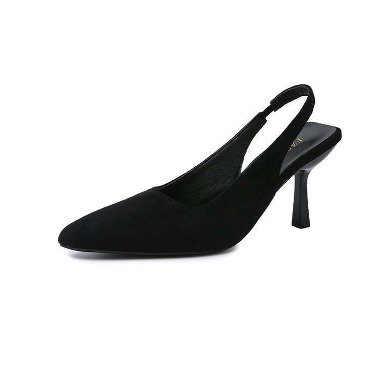 Kvinnor Slingback Skor Spetsig Tå Mocka Blockhäl 9