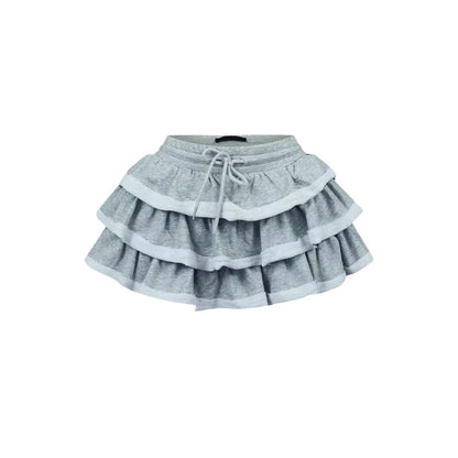 Dam Mini Kjol Rüschen Spandex Street Fashion-4