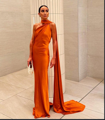 Kvinnors Aftonklänning Draperad med Ensidig Axel i Strömmande Tyg 8