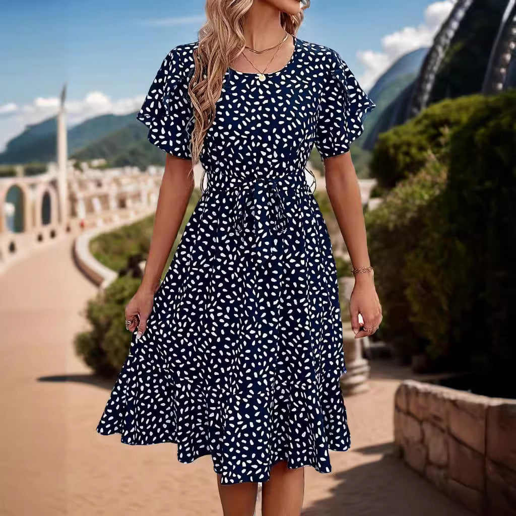 Maxiklänning Dam A-linjeformad Prickigt Mönster Polyester-3