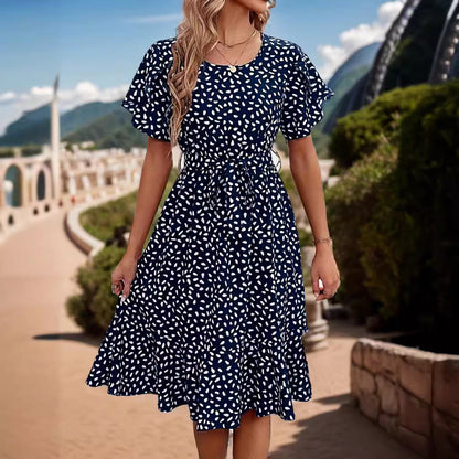 Maxiklänning Dam A-linjeformad Prickigt Mönster Polyester-3