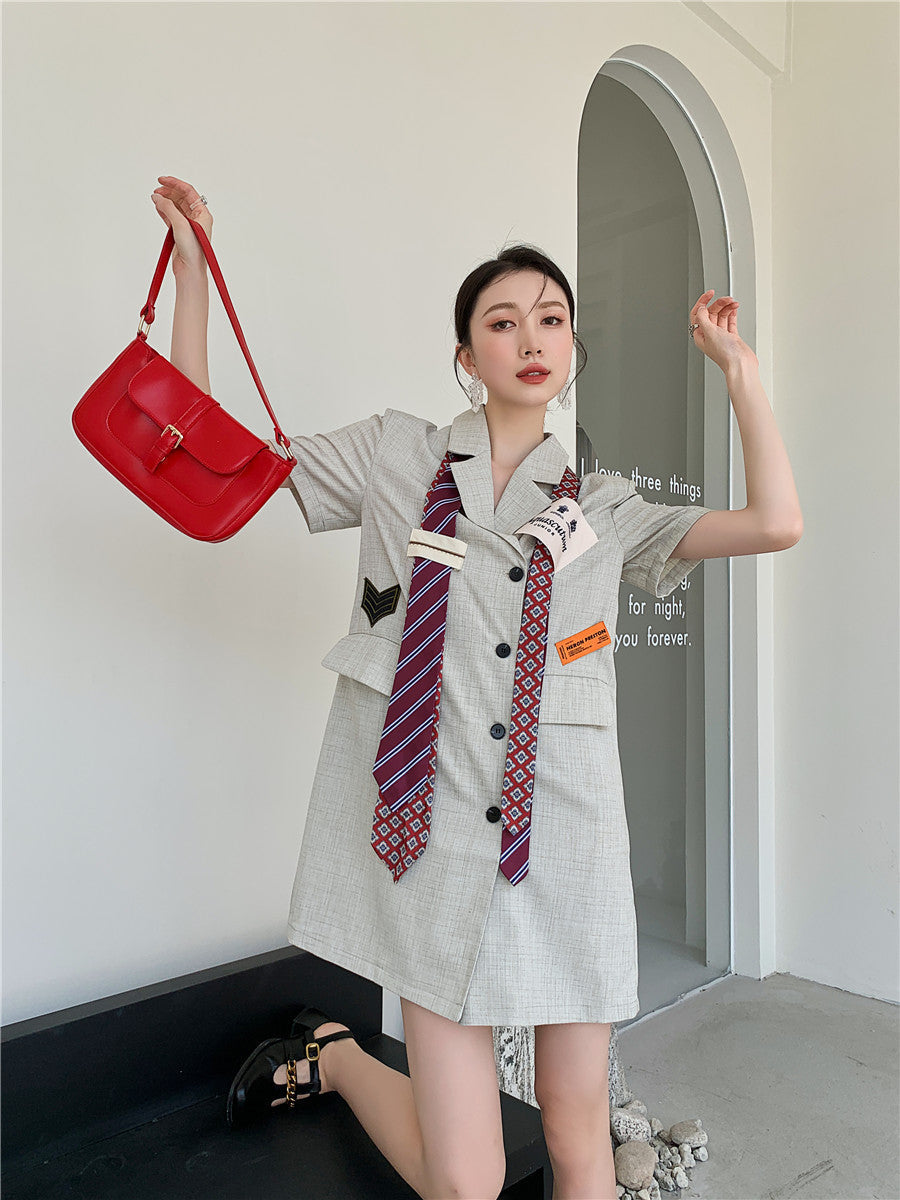 Kvinnors Miniklänning Rutigt Bomull A-linjeformad Kortärmad-2