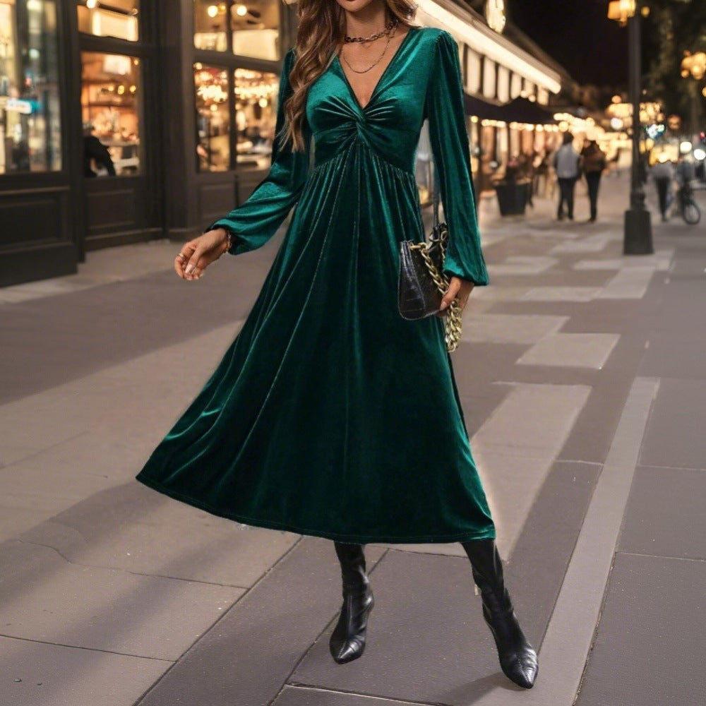 Fina Dam Klänningar Midi A-Line Långa Ärmar Polyester-1