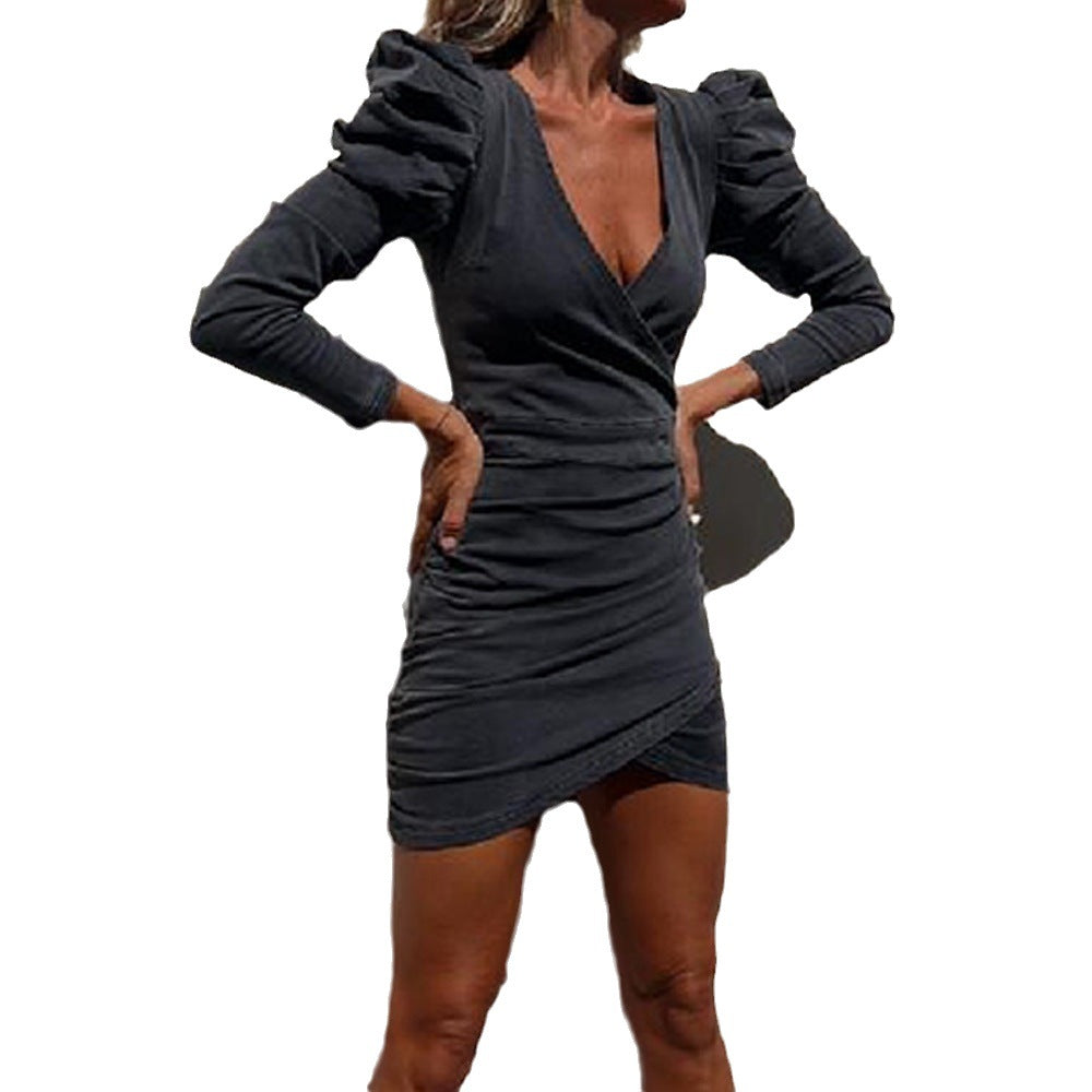 Variant image for Dam Klänning V-Neck A-Linje Denim med Slitna Ärmar-5