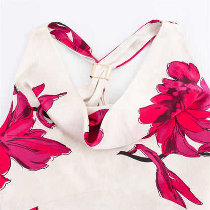 Dam Maxiklänning Blommig A-Linje 100% Polyester Ärmlös Sommar-2