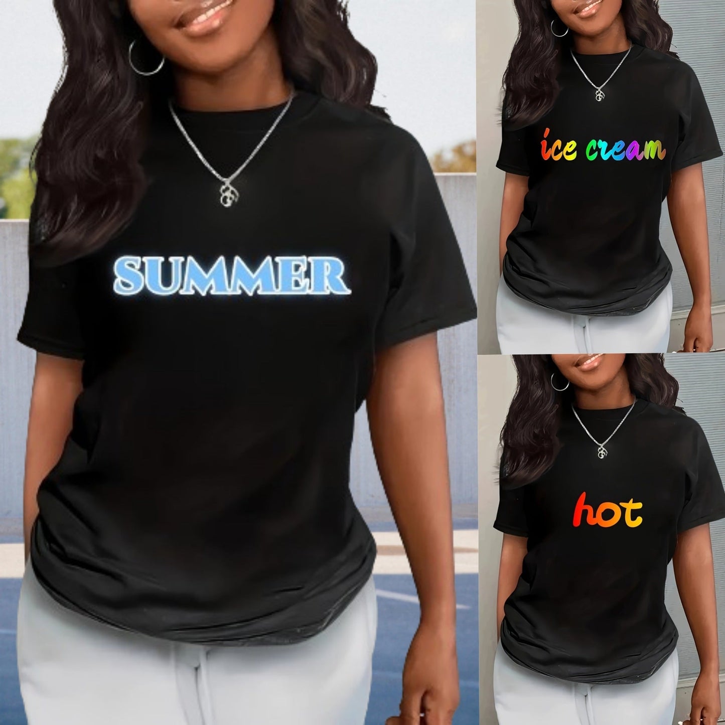 Kvinnors T-shirt Rund Nacke Polyester Normal Passform-2