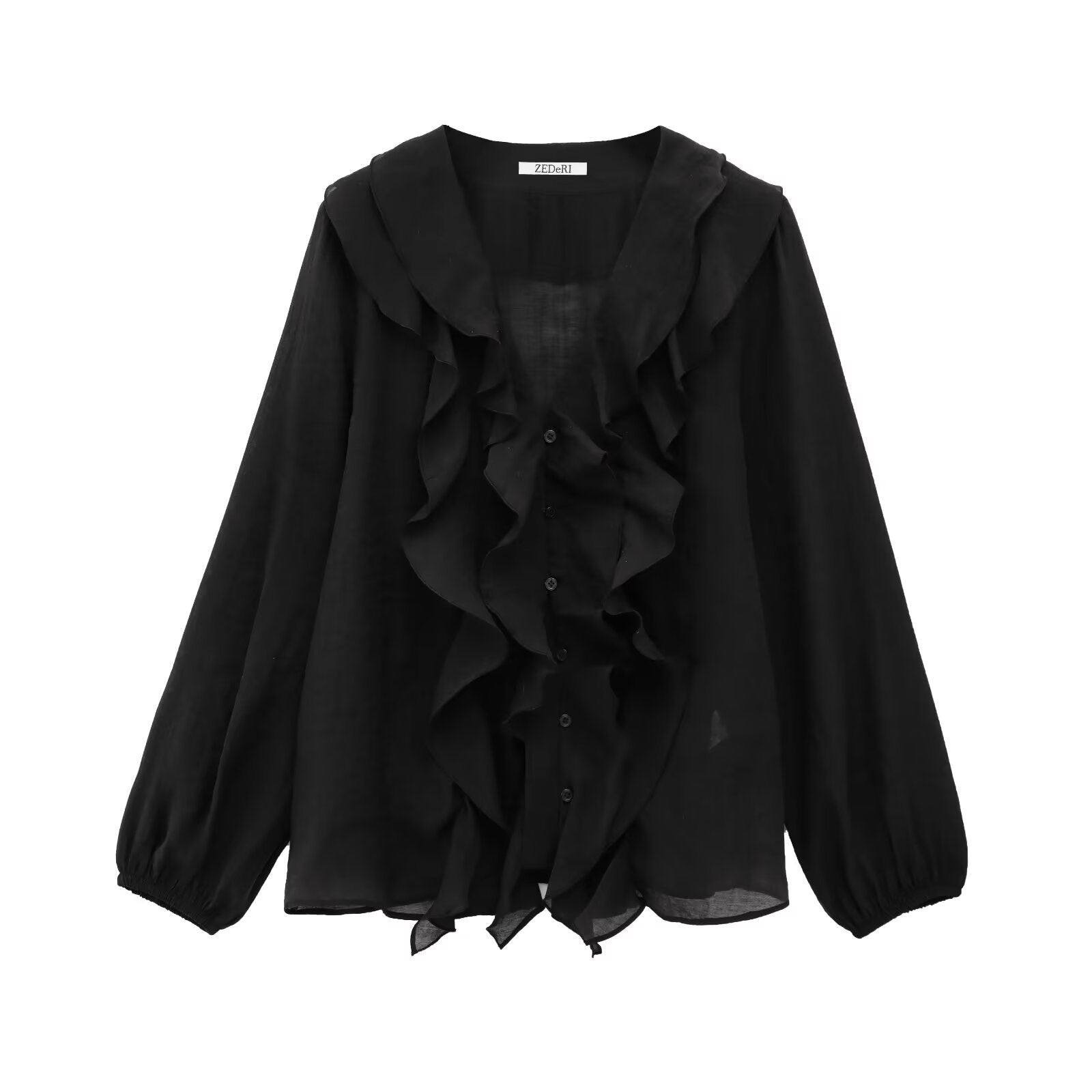 Variant image for Fina Dam Klänningar med Ruffles Polyester Korta Ärmar-5