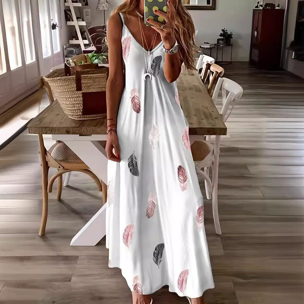 Fina Dam Klänningar A-Linjeformad V-Neck Spaghetti Band Stretch Material-6