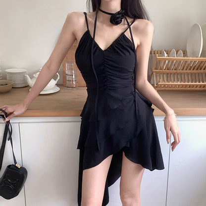 Dam Sommarklänning Asymmetrisk Rüsch Detaljer Lätt Material 4