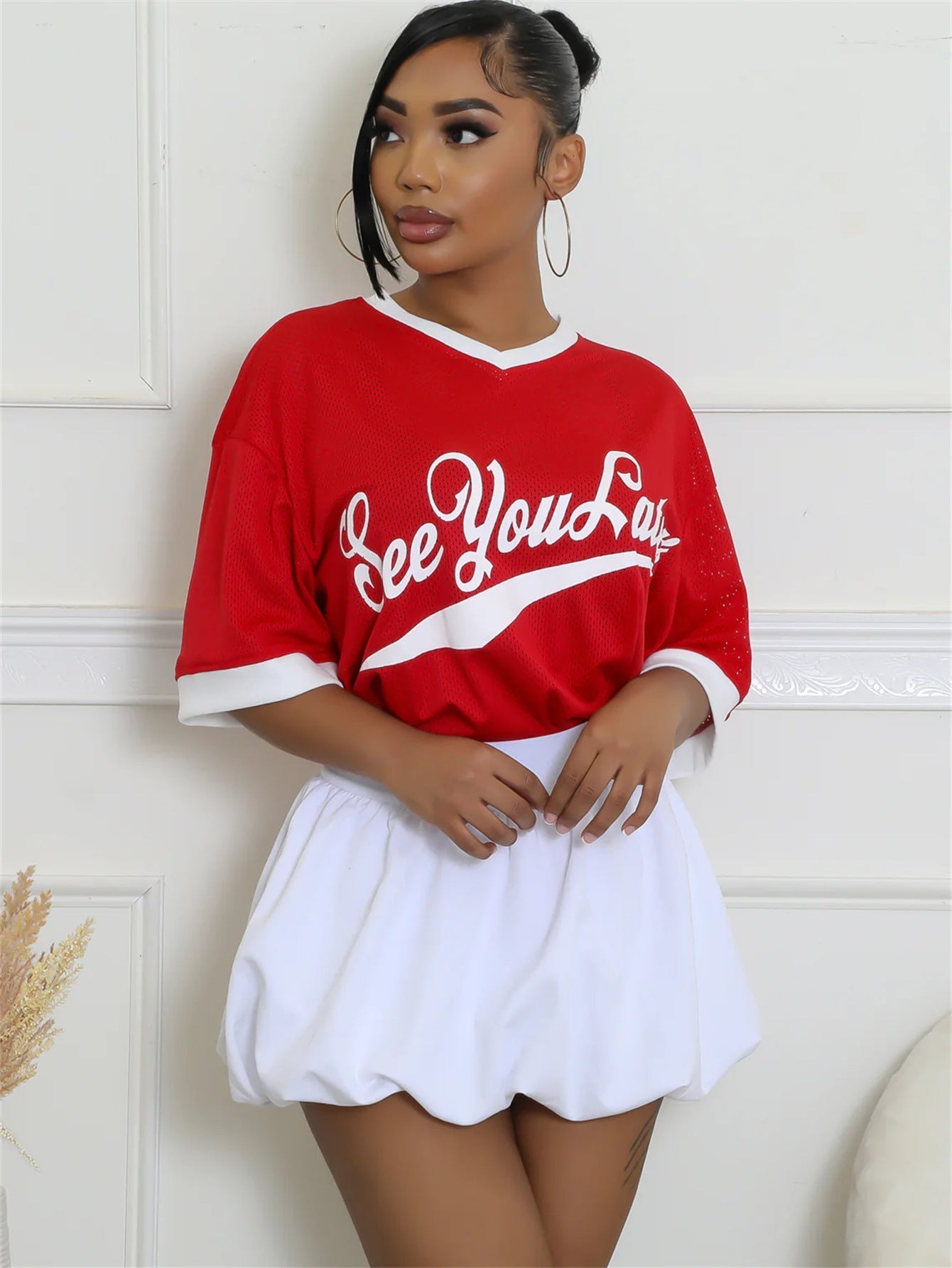 Herr T-Shirt V-hals Kortärmad Polyester Träningströja-1