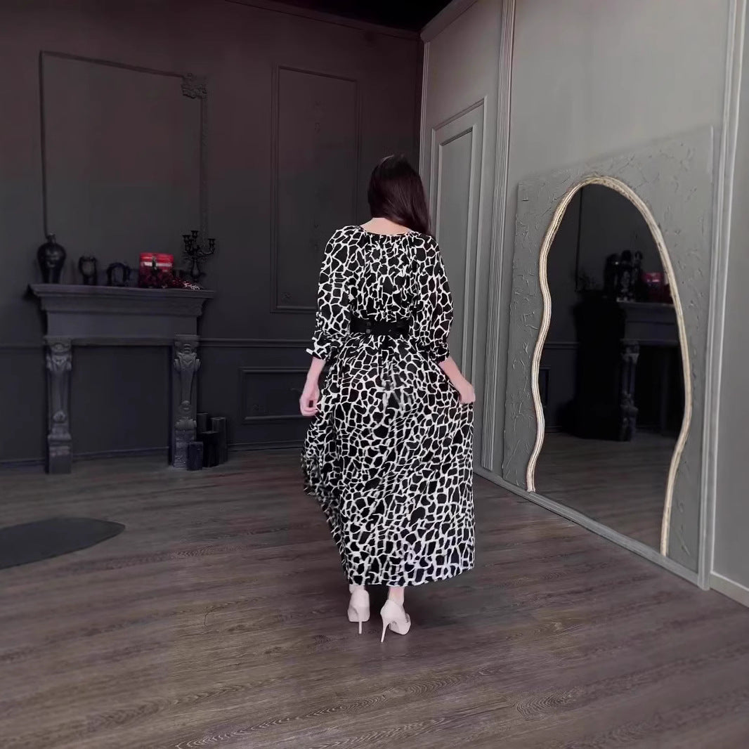 Maxiklänning Dam Löst Passform Geometrisk Design Polyester-5