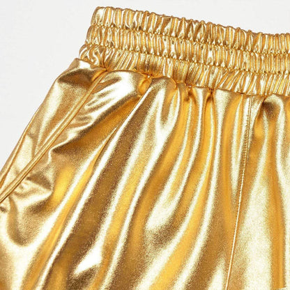 Damer Sportshorts Glänsande Polyester med Fickor 5