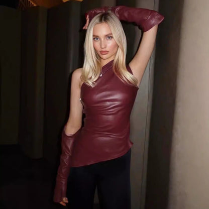 Asymmetrisk Läderväst Dam med Elastisk Passform – Trendig Streetwear för Vardagsbruk 5