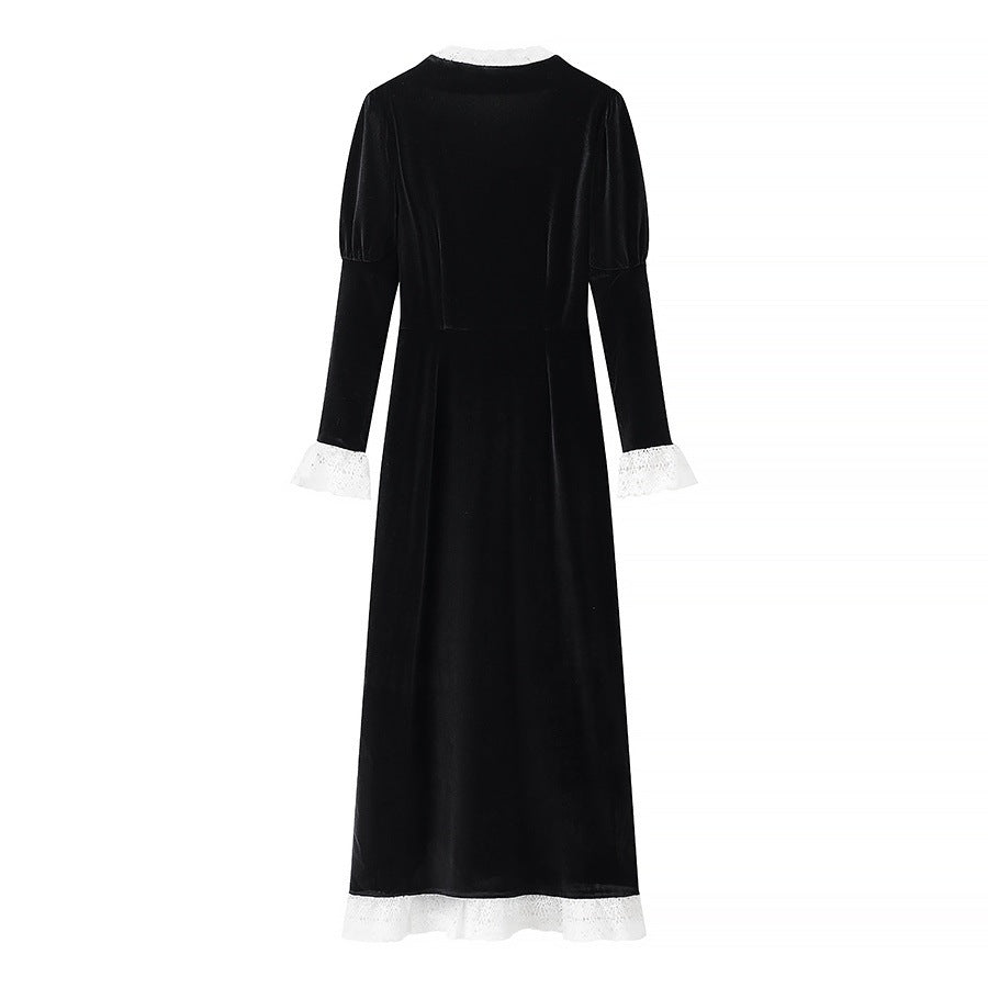 Dam Sammetklänning med Delikata Detaljer för Bröllop och Fest 2