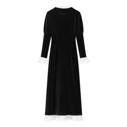 Dam Sammetklänning med Delikata Detaljer för Bröllop och Fest 2