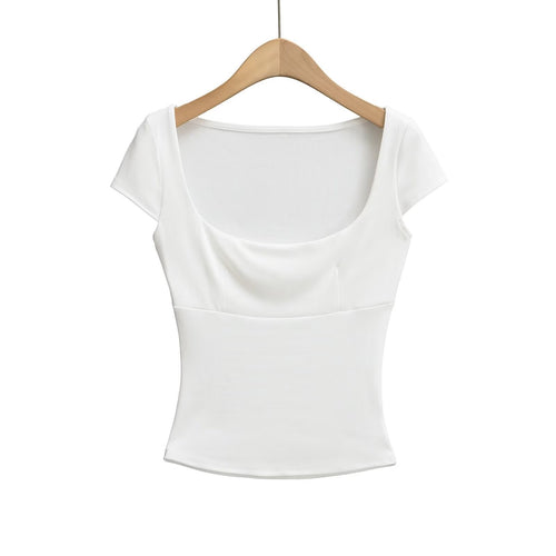 Dam Topp Kort Arm med Bred Utskärning i Andningsbart Material – Elegant och Bekväm Stil för Alla Tillfällen 1