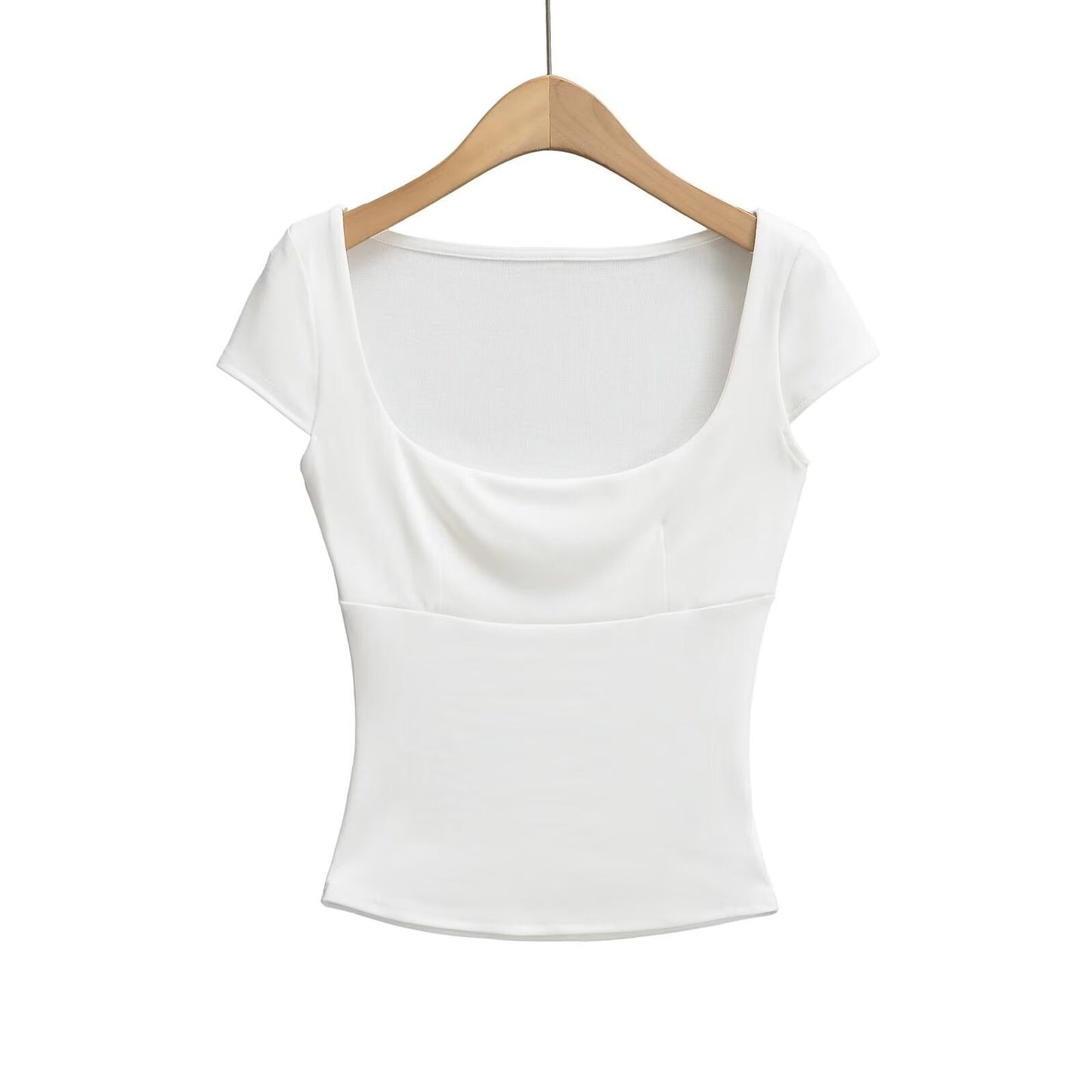Dam Topp Kort Arm med Bred Utskärning i Andningsbart Material – Elegant och Bekväm Stil för Alla Tillfällen 6