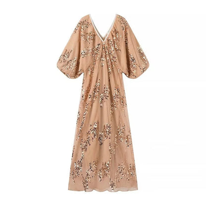 Variant image for Dam Maxiklänning Voluminösa Ärmar Med Broderi-2