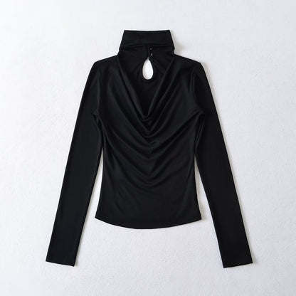 Kvinnors Långärmad Topp Wrap Design Andningsbart Material 8