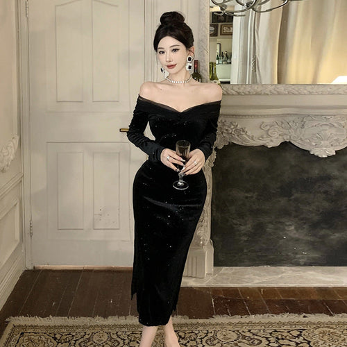 Kvinnors Midiklänning Färgblockad V-ringad Polyester Elastan-1