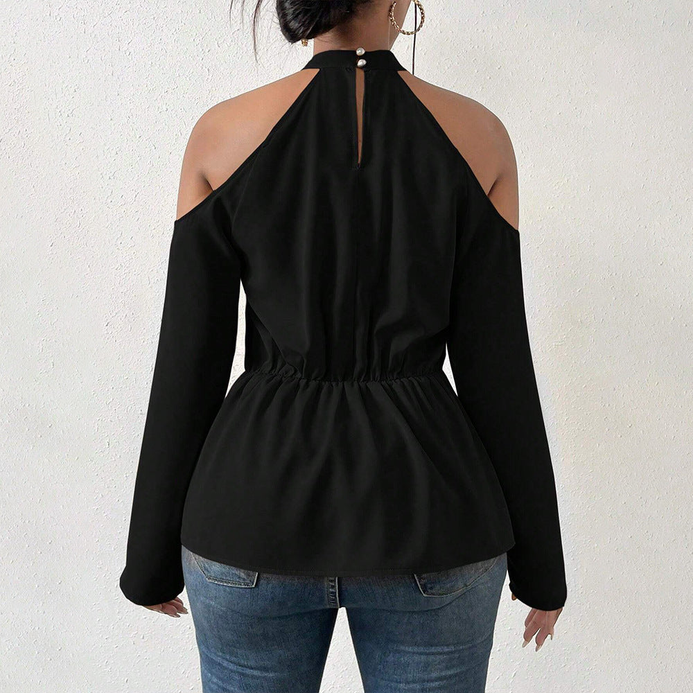 Kvinnors Festtop Axelfri Wrap Bomullsmix Elegant Topp 3